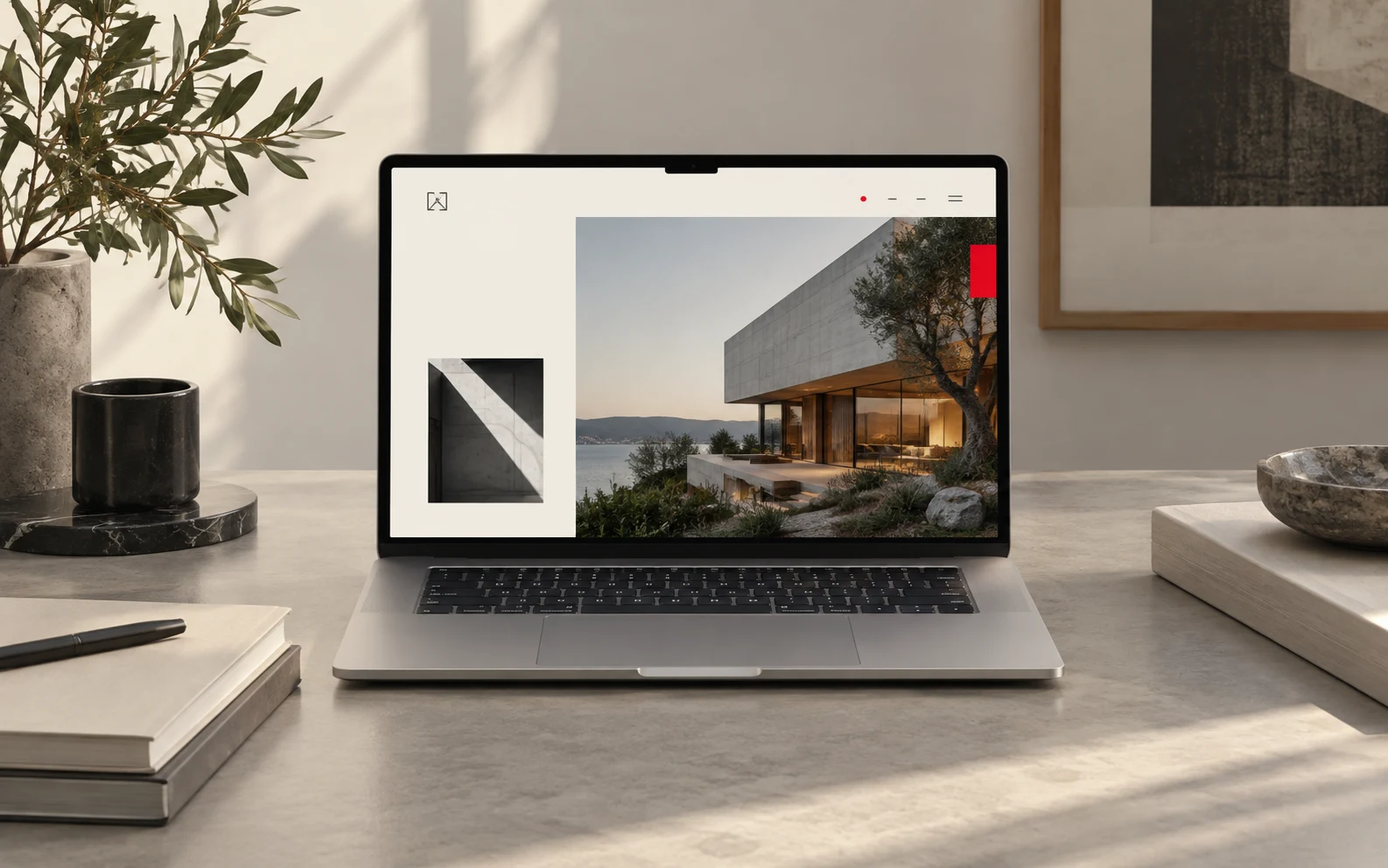 Ilustração de site profissional em notebook
